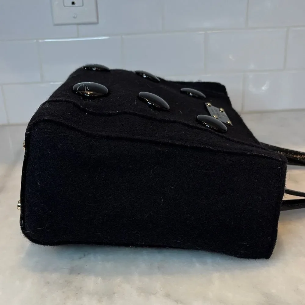 Kate Spade Purse Handbag Quinn Beantown Wool Button Satchel Pocketbook